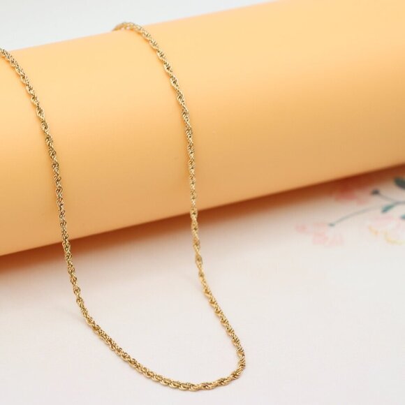 Twisted Rope Rose Gold Necklace – Elegant 18 Inch Chain Design, XPNL0206 - Picture 9 of 12